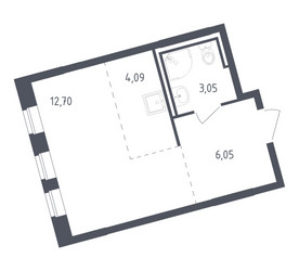 Планировка студии(квартира) площадью 25.7 квадратных метров в ЖК “ЖК Рублевский Квартал”