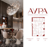 Планировка двухкомнатной(квартира) площадью 69.5 квадратных метров в “ЖК АУРА”