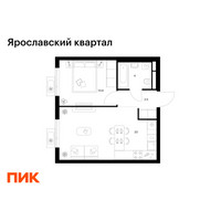 Планировка однокомнатной(квартира) площадью 38.1 квадратных метров в “Ярославский квартал”