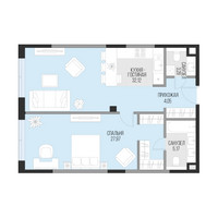 Планировка 4+ комнатной(квартира) площадью 72.6 квадратных метров в “Клубный квартал Садовническая 69”