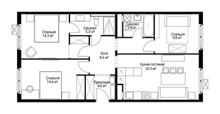 Планировка трехкомнатной(квартира) площадью 80.8 квадратных метров в “ЖК Эко Видное 2.0”