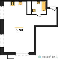Планировка однокомнатной(квартира) площадью 39.9 квадратных метров в “ЖК Гоголь парк”