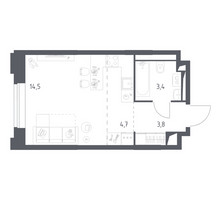Планировка студии(квартира) площадью 26.32 квадратных метров в “ЖК Верейская 41”