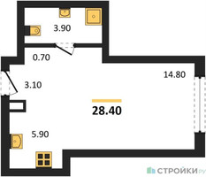 Планировка студии(квартира) площадью 28.4 квадратных метров в “Акценты”