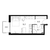 Планировка студии(апартаменты) площадью 27.5 квадратных метров в “Апарт-комплекс Аквилон Сигнал”