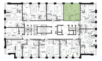 Планировка однокомнатной(квартира) площадью 39 квадратных метров в ЖК “ЖК Пушкино Град”