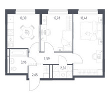 Планировка двухкомнатной(квартира) площадью 51.14 квадратных метров в “ЖК Богдановский Лес”