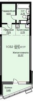 Планировка студии(квартира) площадью 38.1 квадратных метров в “ЖК Соболевка”