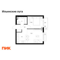Планировка однокомнатной(квартира) площадью 38.7 квадратных метров в “ЖК Ильинские луга”