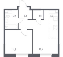 Планировка однокомнатной(квартира) площадью 39.4 квадратных метров в “ЖК ЭкоБунино (Южное Бунино)”