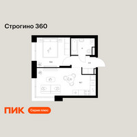 Планировка однокомнатной(квартира) площадью 35.2 квадратных метров в “ЖК Строгино 360”