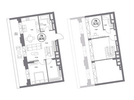 Планировка однокомнатной(квартира) площадью 69 квадратных метров в “ЖК Клубный дом КОСМО 4/22”