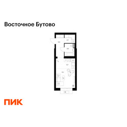 Планировка студии(квартира) площадью 28.3 квадратных метров в ЖК “ЖК Восточное Бутово”