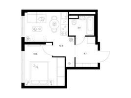 Планировка однокомнатной(квартира) площадью 31.2 квадратных метров в “ЖК Кавказский бульвар 51”