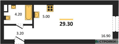 Планировка студии(квартира) площадью 29.3 квадратных метров в ЖК “ЖК КОД Сокольники”