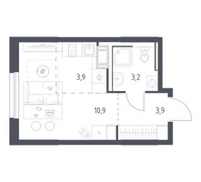 Планировка студии(квартира) площадью 21.4 квадратных метров в “ЖК Мытищи Парк”