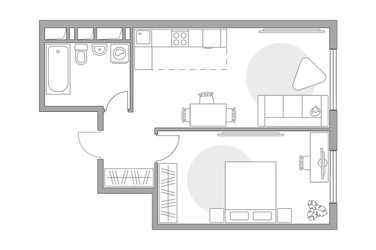 Планировка двухкомнатной(квартира) площадью 41.1 квадратных метров в ЖК “ЖК Бригантина”