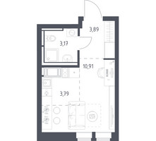 Планировка студии(квартира) площадью 21.76 квадратных метров в “ЖК Большое Путилково”