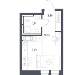 Планировка студии(квартира) площадью 21.76 квадратных метров в ЖК “ЖК Большое Путилково”