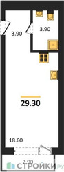 Планировка студии(квартира) площадью 29.3 квадратных метров в ЖК “ЖК Дом А”