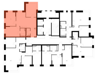 Планировка трехкомнатной(квартира) площадью 77.1 квадратных метров в ЖК “ЖК Строгино 360”