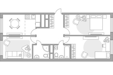 Планировка трехкомнатной(квартира) площадью 76.69 квадратных метров в ЖК “ЖК Императорские Мытищи”