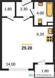 Планировка студии(квартира) площадью 29.2 квадратных метров в ЖК “ЖК Датский Квартал”
