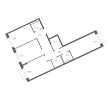 Планировка трехкомнатной(квартира) площадью 77.4 квадратных метров в “ЖК Рублевский Квартал”