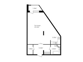 Планировка однокомнатной(квартира) площадью 68.2 квадратных метров в “ЖК Клубный дом Точка отсчета”