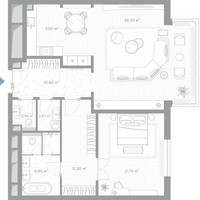 Планировка однокомнатной(квартира) площадью 111.8 квадратных метров в “ЖК Николь”