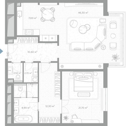 Планировка однокомнатной(квартира) площадью 111.8 квадратных метров в ЖК “ЖК Николь”