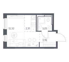 Планировка студии(квартира) площадью 22.18 квадратных метров в “ЖК Прибрежный Парк”