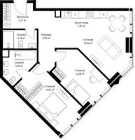 Планировка двухкомнатной(квартира) площадью 73.67 квадратных метров в “ЖК Джойс”