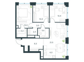 Планировка 4+ комнатной(квартира) площадью 79.4 квадратных метров в “ЖК Левел Звенигородская”