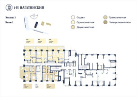 Планировка однокомнатной(квартира) площадью 61.97 квадратных метров в “ЖК 1-й Нагатинский (Первый Нагатинский)”
