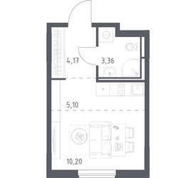 Планировка студии(квартира) площадью 22.83 квадратных метров в ЖК “ЖК Мытищи Парк”
