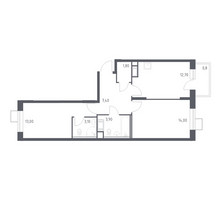 Планировка двухкомнатной(квартира) площадью 56.7 квадратных метров в “ЖК Цветочные Поляны”