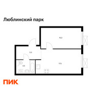 Планировка однокомнатной(квартира) площадью 41.6 квадратных метров в “ЖК Люблинский парк”