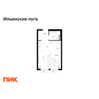 Планировка студии(квартира) площадью 29.15 квадратных метров в “ЖК Ильинские луга”
