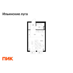 Планировка студии(квартира) площадью 29.15 квадратных метров в ЖК “ЖК Ильинские луга”