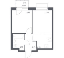 Планировка однокомнатной(квартира) площадью 38.88 квадратных метров в “ЖК Новое Внуково”