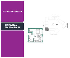 Планировка двухкомнатной(квартира) площадью 35.02 квадратных метров в “ЖК Страна.Парковая”