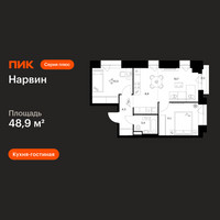 Планировка двухкомнатной(квартира) площадью 48.9 квадратных метров в “Нарвин”