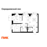 Планировка двухкомнатной(квартира) площадью 56.8 квадратных метров в “ЖК Середневский лес”