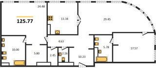 Планировка трехкомнатной(квартира) площадью 125.77 квадратных метров в “ЖК Sky View (Скай Вью)”
