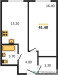 Планировка однокомнатной(квартира) площадью 41.4 квадратных метров в “ЖК Новый Зеленоград”