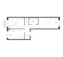 Планировка двухкомнатной(квартира) площадью 60.48 квадратных метров в “ЖК Новое Видное”
