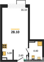 Планировка студии(квартира) площадью 28.1 квадратных метров в “ЖК Прокшино”