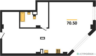 Планировка двухкомнатной(квартира) площадью 70.5 квадратных метров в “ЖК Альтаир”