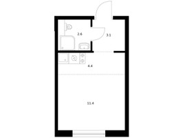 Планировка студии(квартира) площадью 21.5 квадратных метров в “ЖК Ильинские луга”